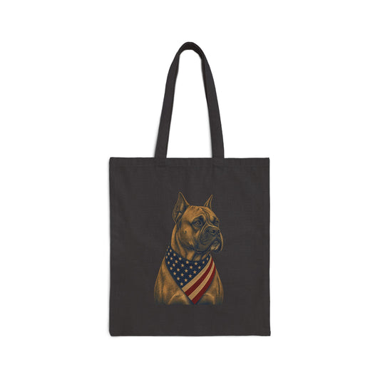 Boxer Patriotic Pup Canvas Tote Bag