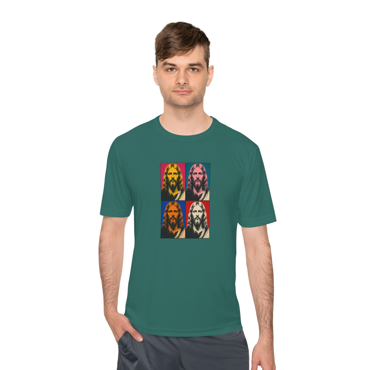 Jesus Pop Art Grid Men's Dry-Fit Performance Tee