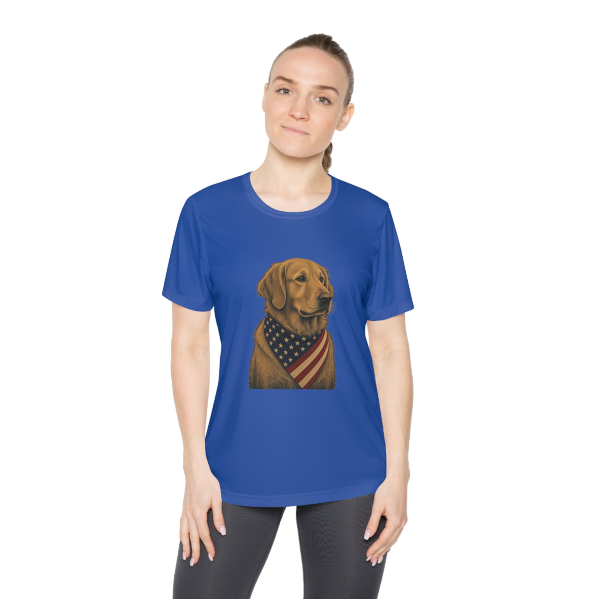 Patriotic Golden Retriever American Flag Bandana Women's Dry-Fit Performance Tee