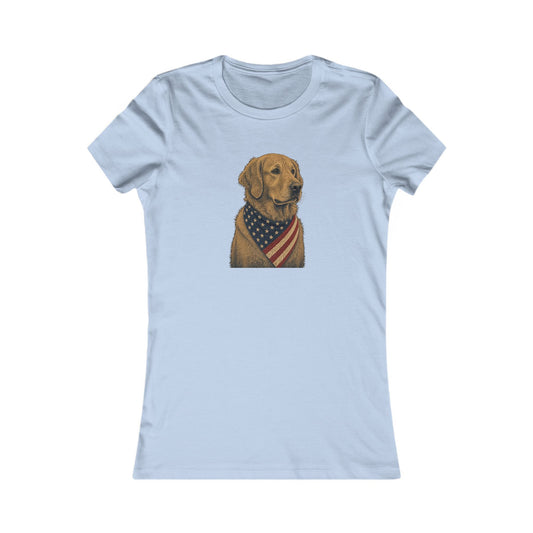 Patriotic Golden Retriever Women's Slim Fit Tee
