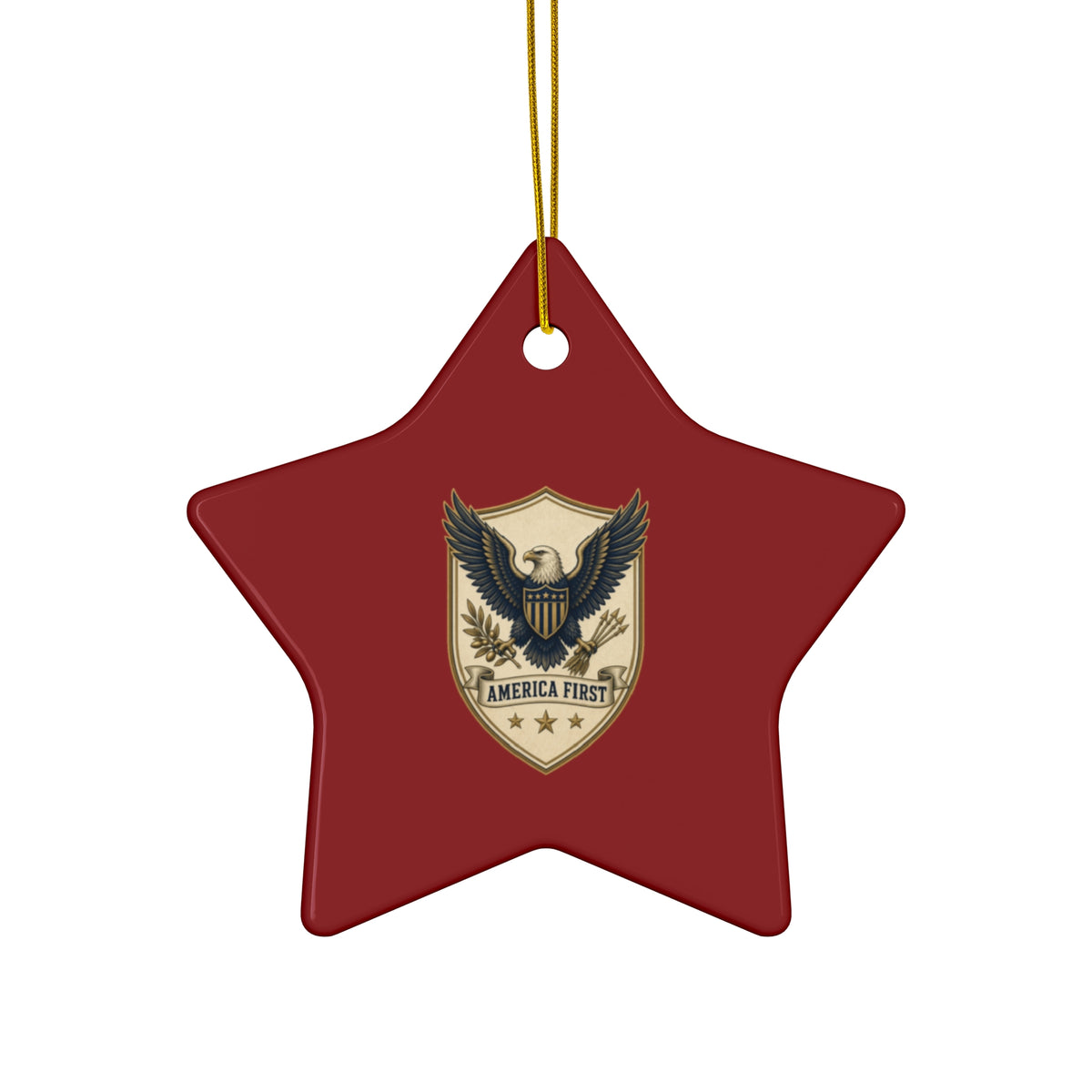 America First Badge Ceramic Christmas Ornament