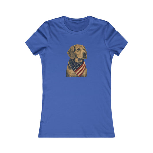 Patriotic Beagle American Flag Bandana Women's Slim Fit Tee