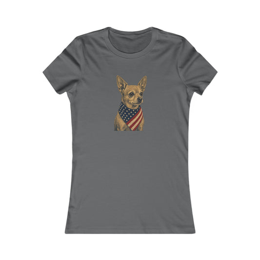 Patriotic Chihuahua American Flag Bandana Women's Slim Fit Tee
