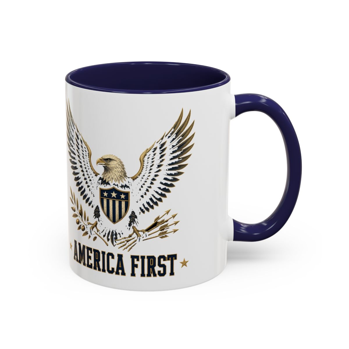 America First Eagle Accent Mug - Navy, handle right