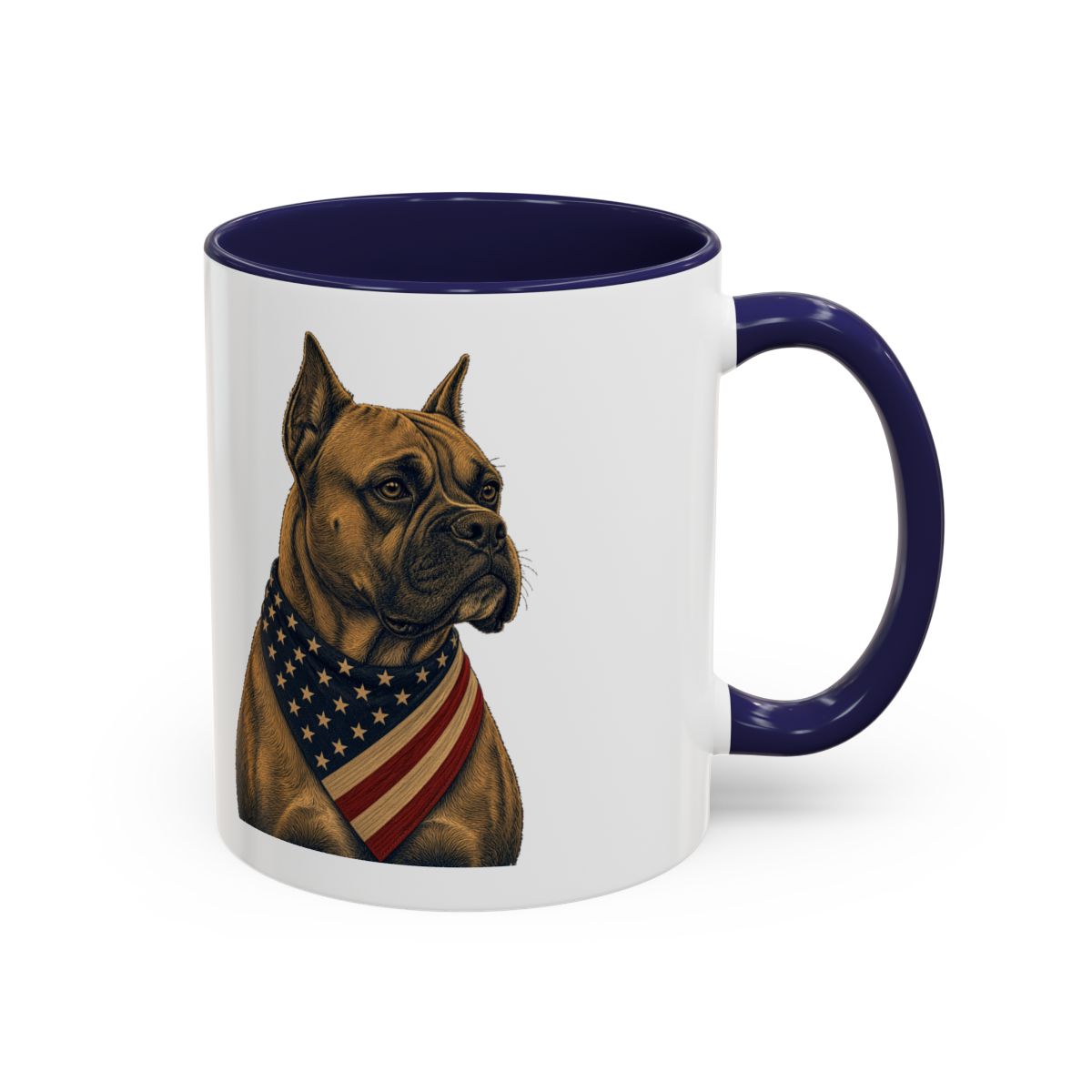 Patriotic Boxer Accent Mug - Navy, handle right
