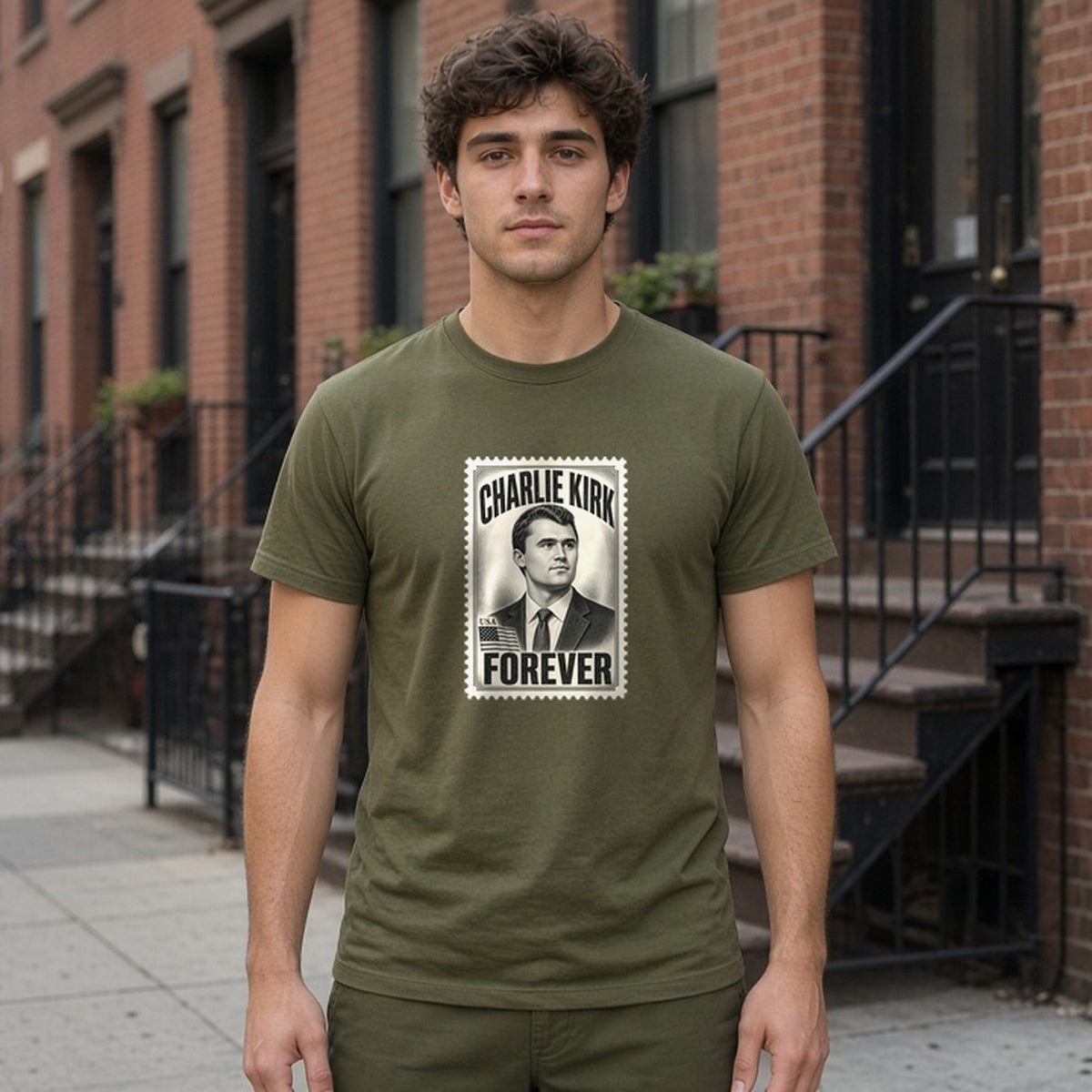 Model wearing charlie kirk prove me wrong lightweight tee