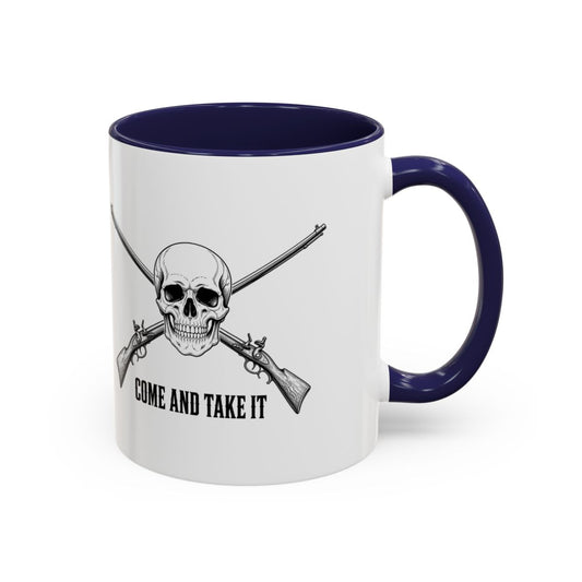 Come and Take It Jolly Roger Accent Mug - Navy, handle right