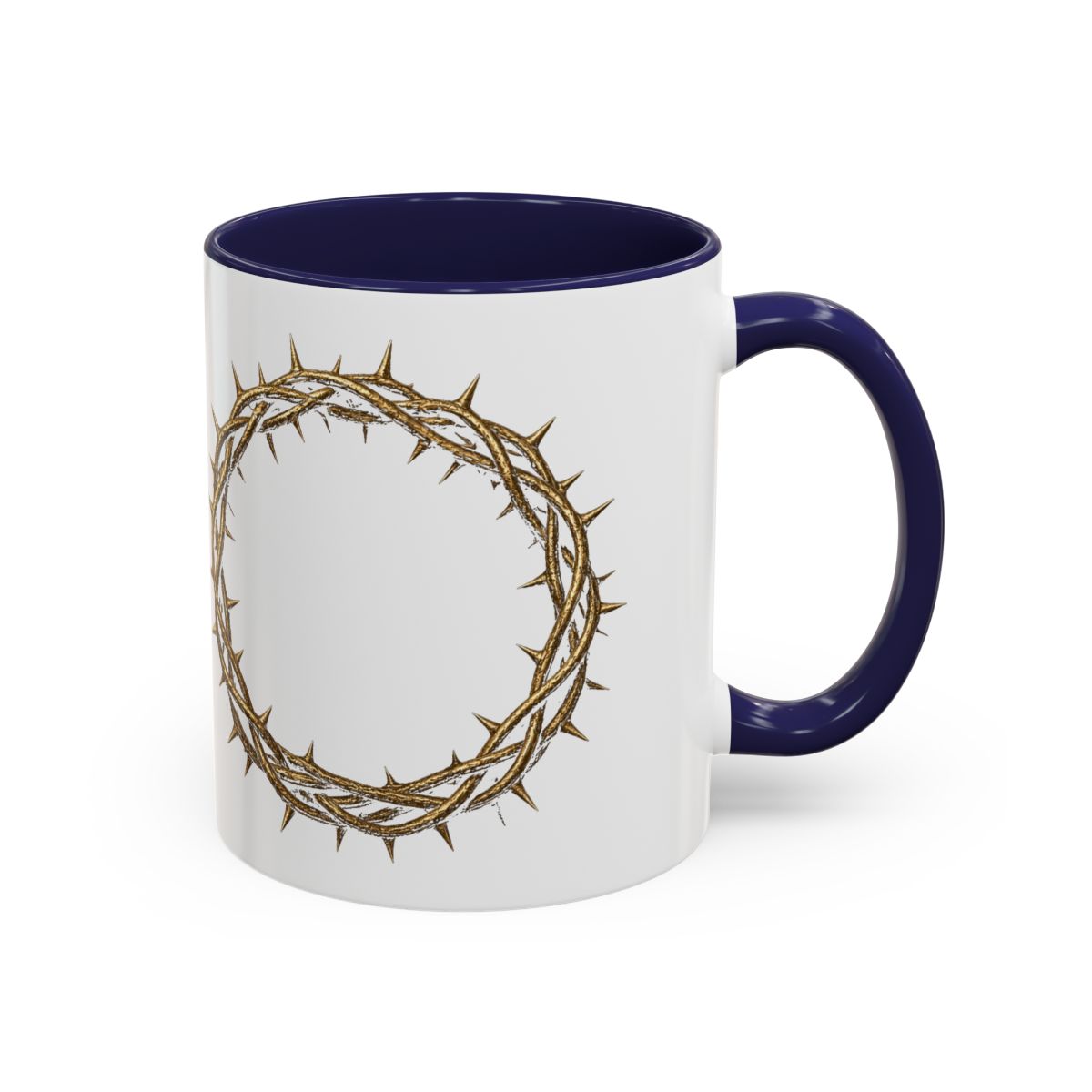 Crown of Thorns Accent Mug - Navy, handle right