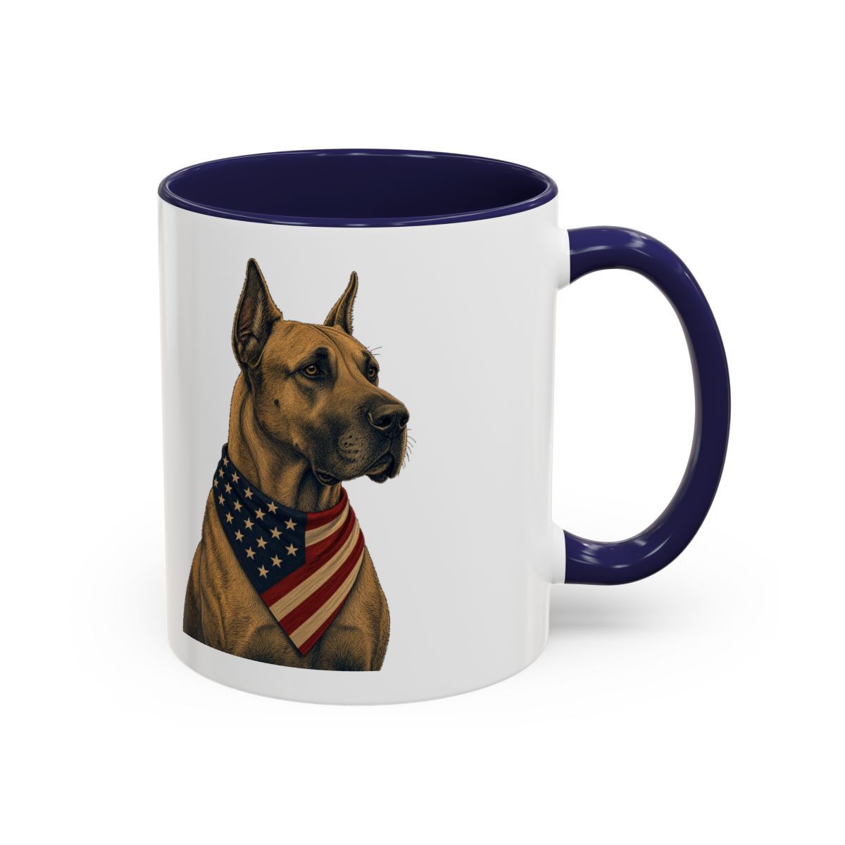Patriotic Great Dane Accent Mug - Navy, handle right