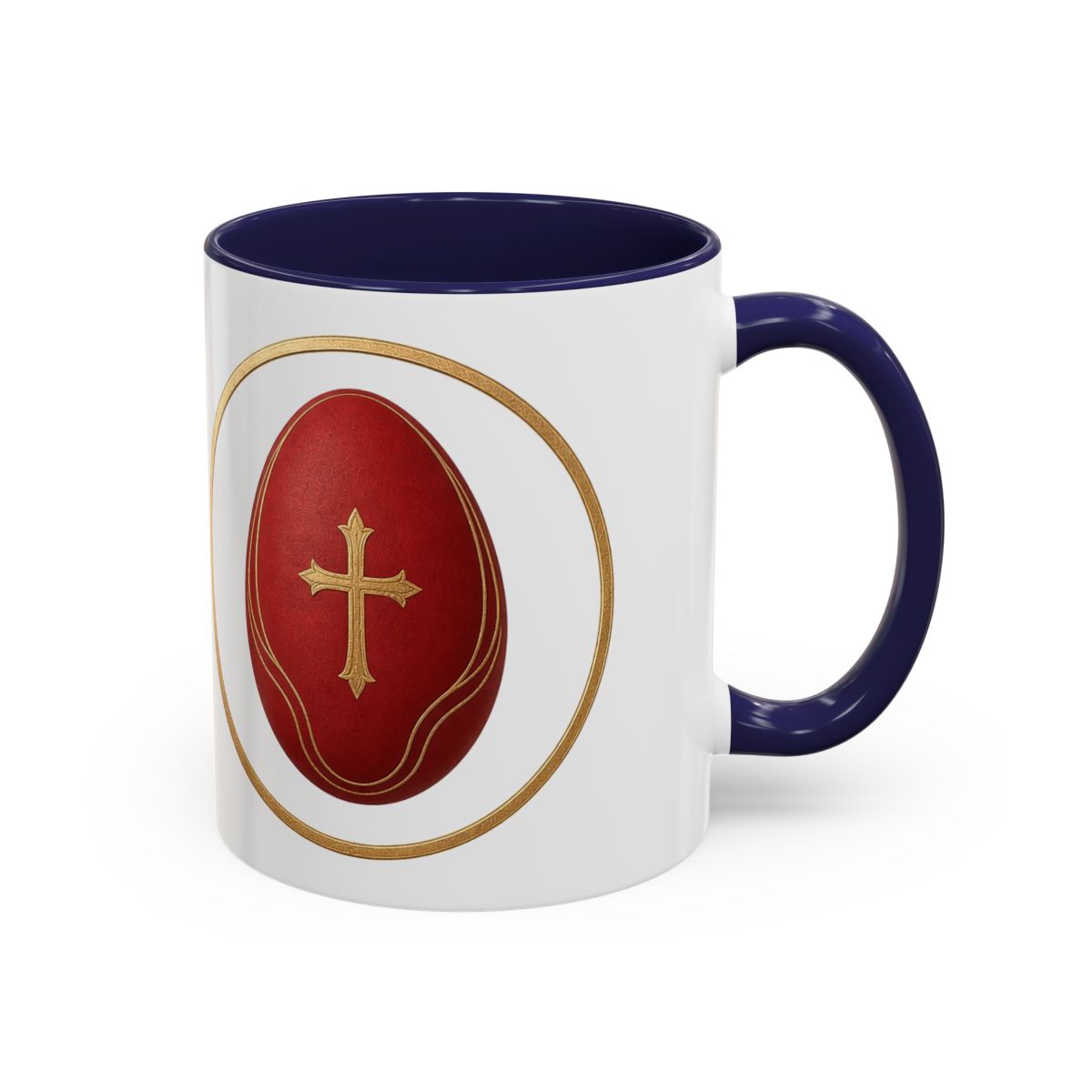 He Is Risen Accent Mug - Navy, handle right