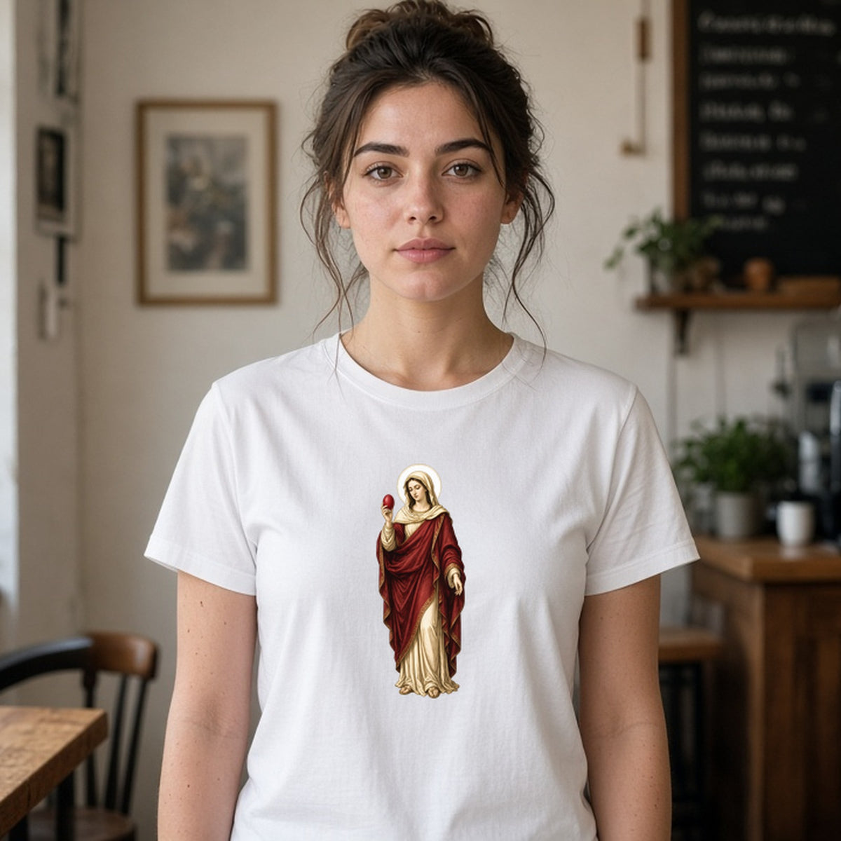 Model wearing mary magdalene lightweight tee