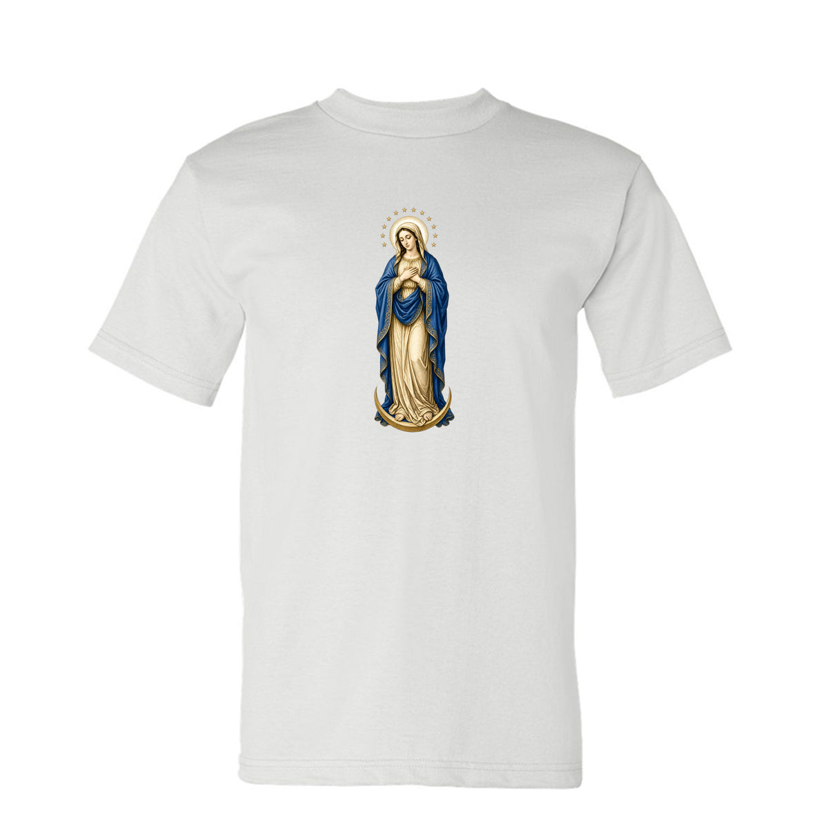Mary, Crown of Twelve Stars Tee in White – front