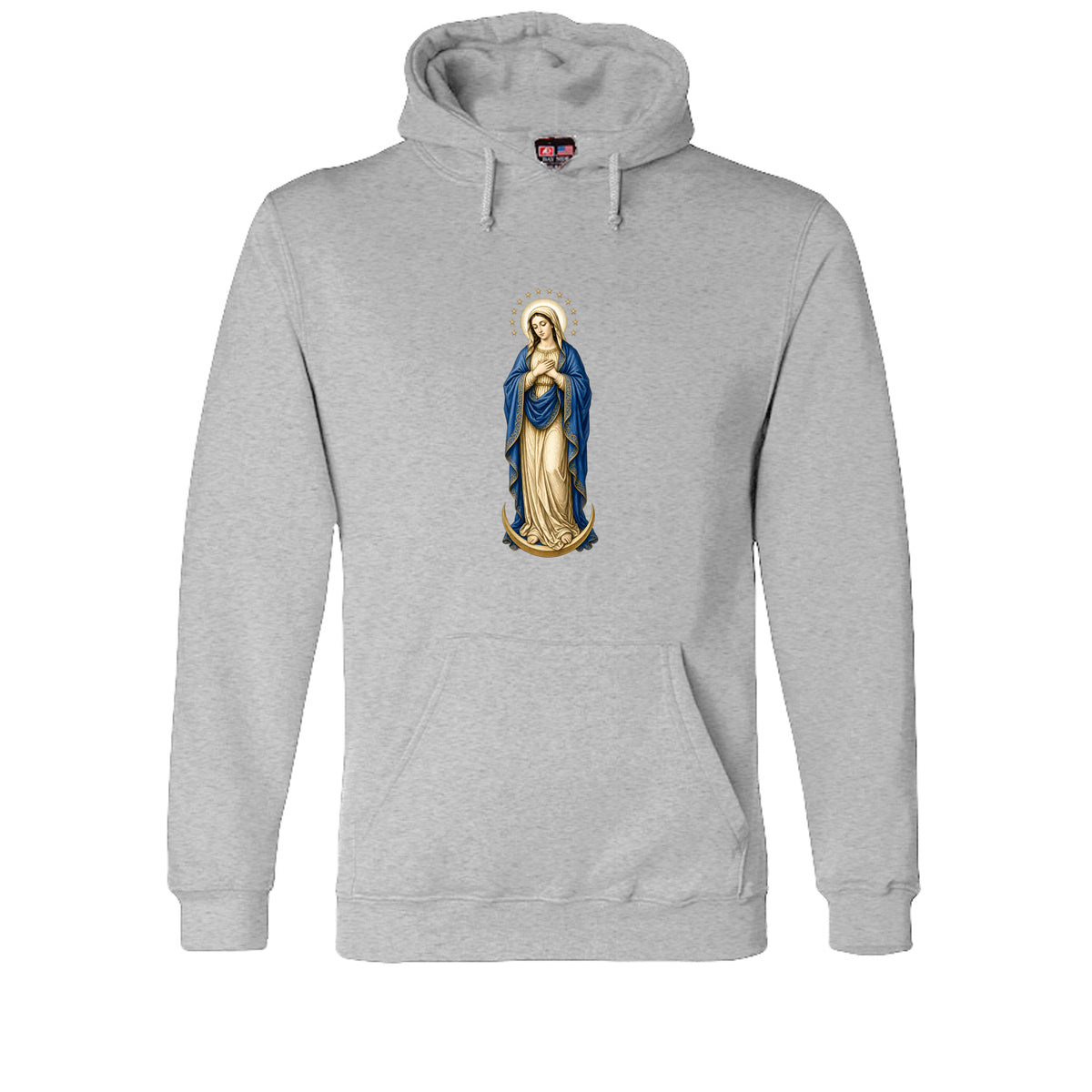Mary, Crown of Twelve Stars Hoodie in Dark Ash – front