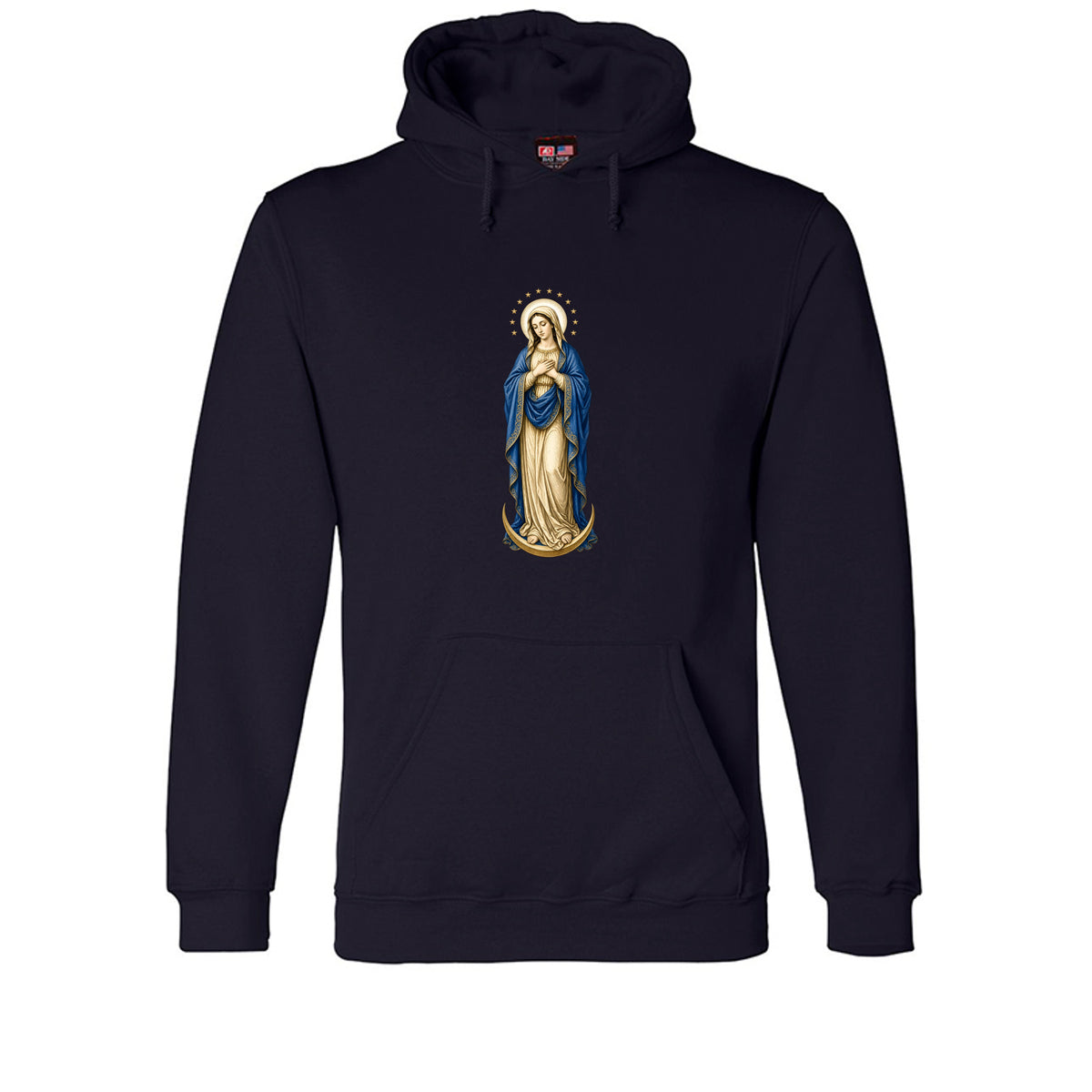 Mary, Crown of Twelve Stars Hoodie in Navy – front