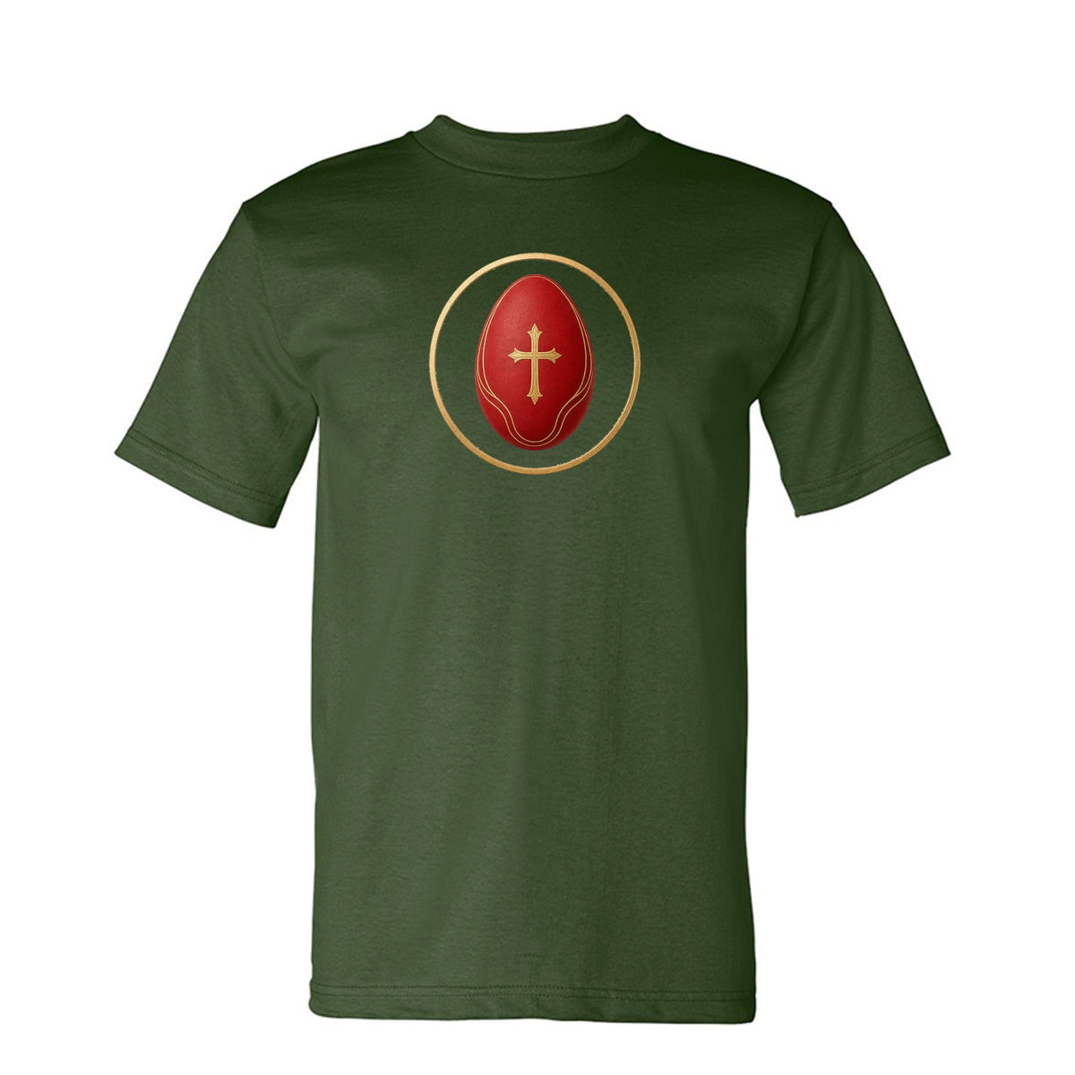 He Is Risen Tee in Army – front