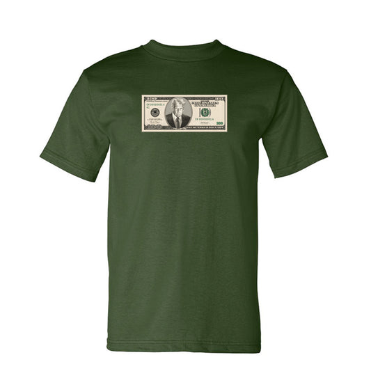 Trump $100 Bill Tee in Army – front
