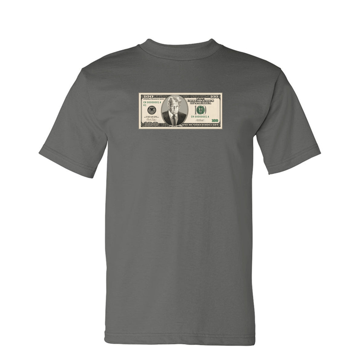 Trump $100 Bill Tee in Charcoal – front