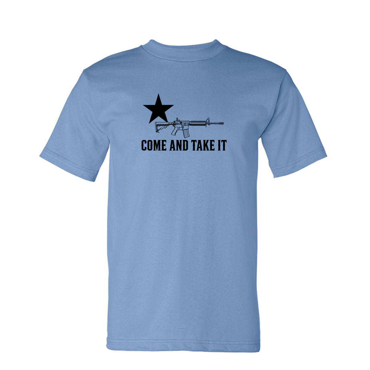 Come and Take It Rifle Tee in Carolina Blue – front
