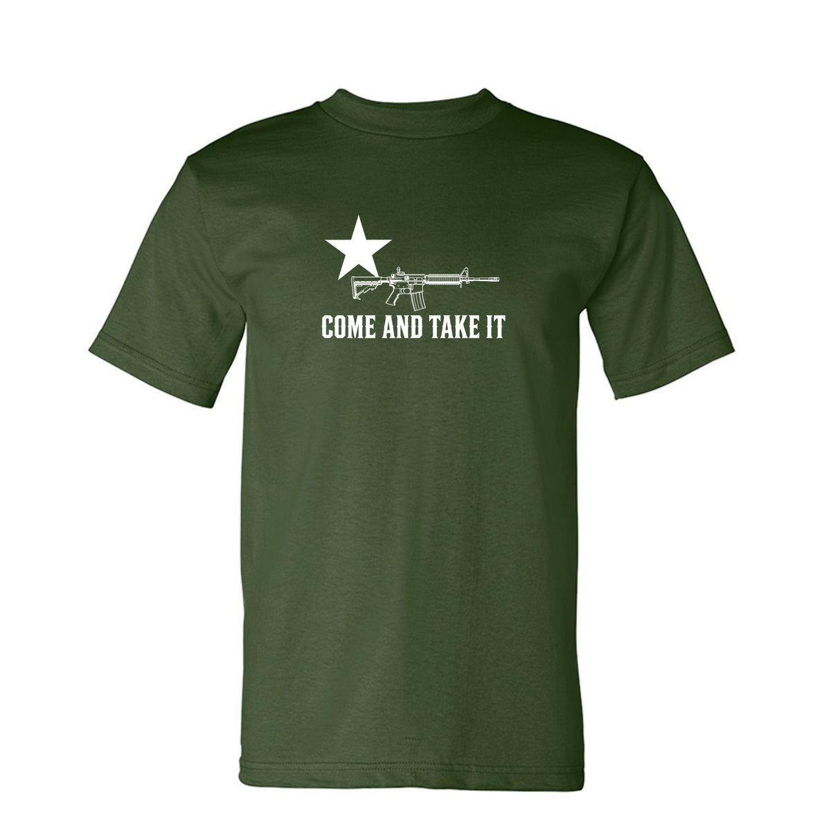 Come and Take It Rifle Tee - Dark Colors in Army – front