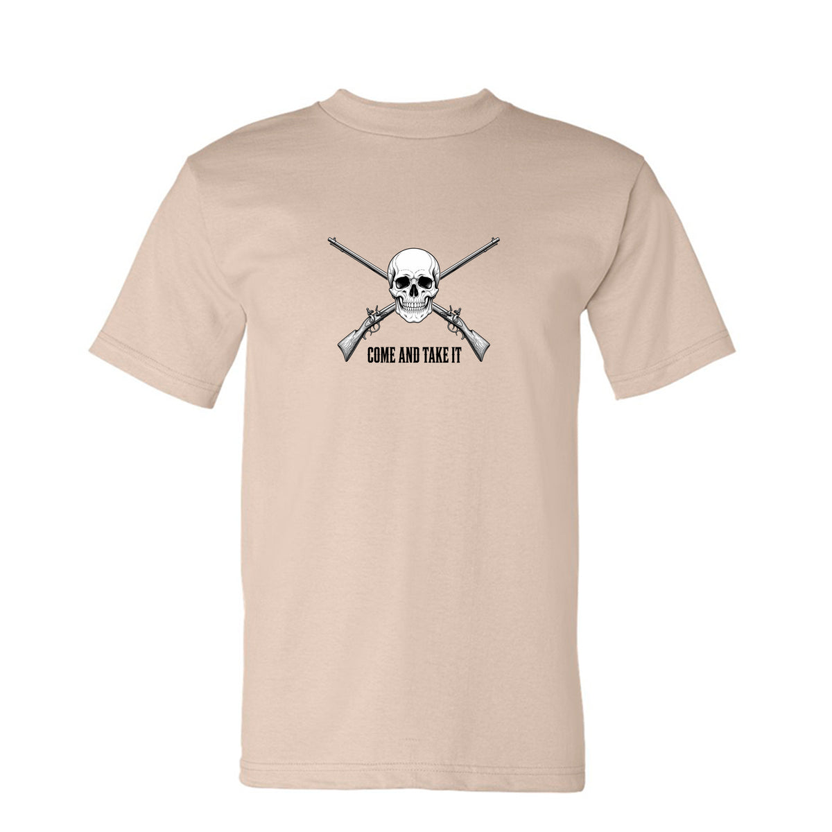 Come and Take It Jolly Roger Tee in Sand – front