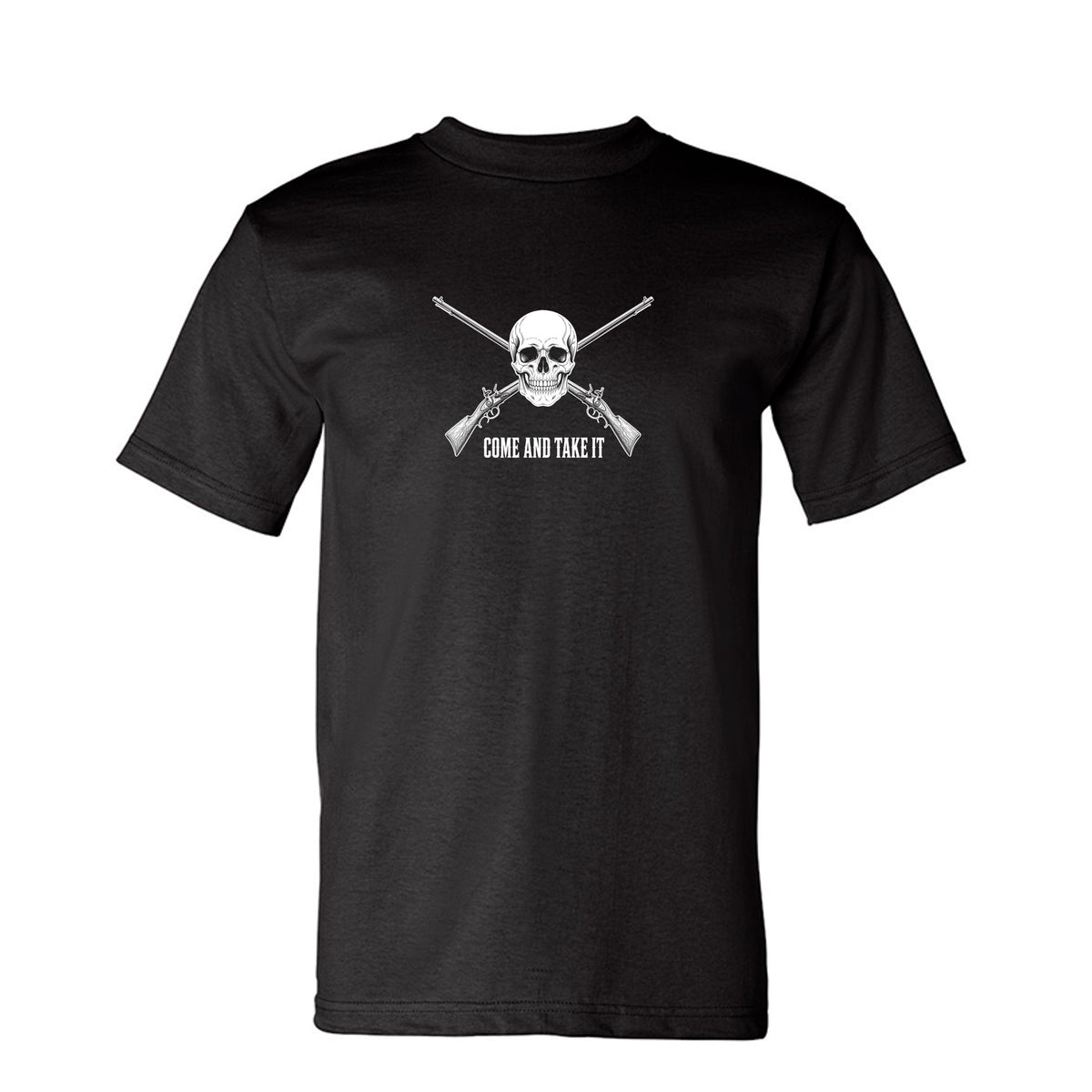 Come and Take It Jolly Roger Tee - Dark Colors in Black – front
