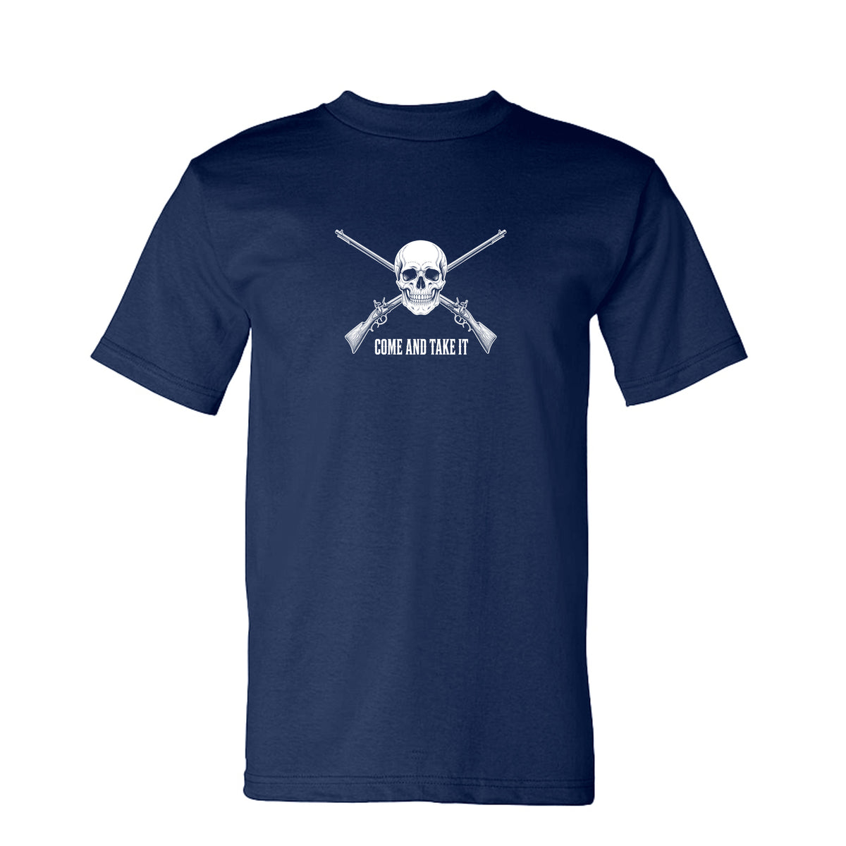 Come and Take It Jolly Roger Tee - Dark Colors in Navy – front