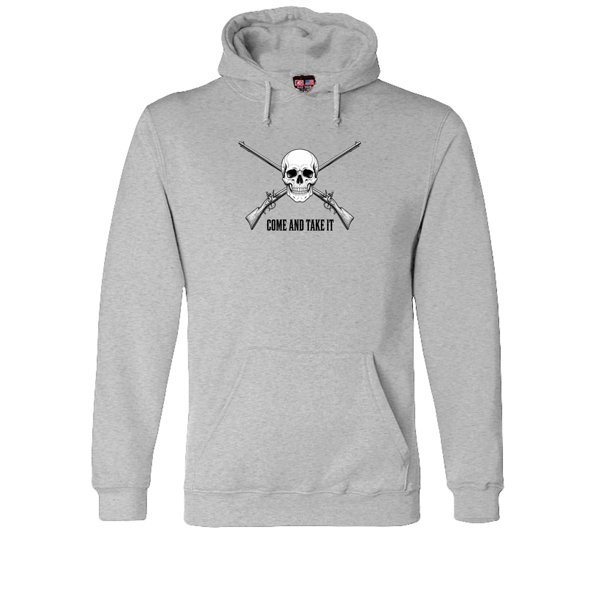 Come and Take It Jolly Roger Hoodie - Olive & Heather in Dark Ash – front