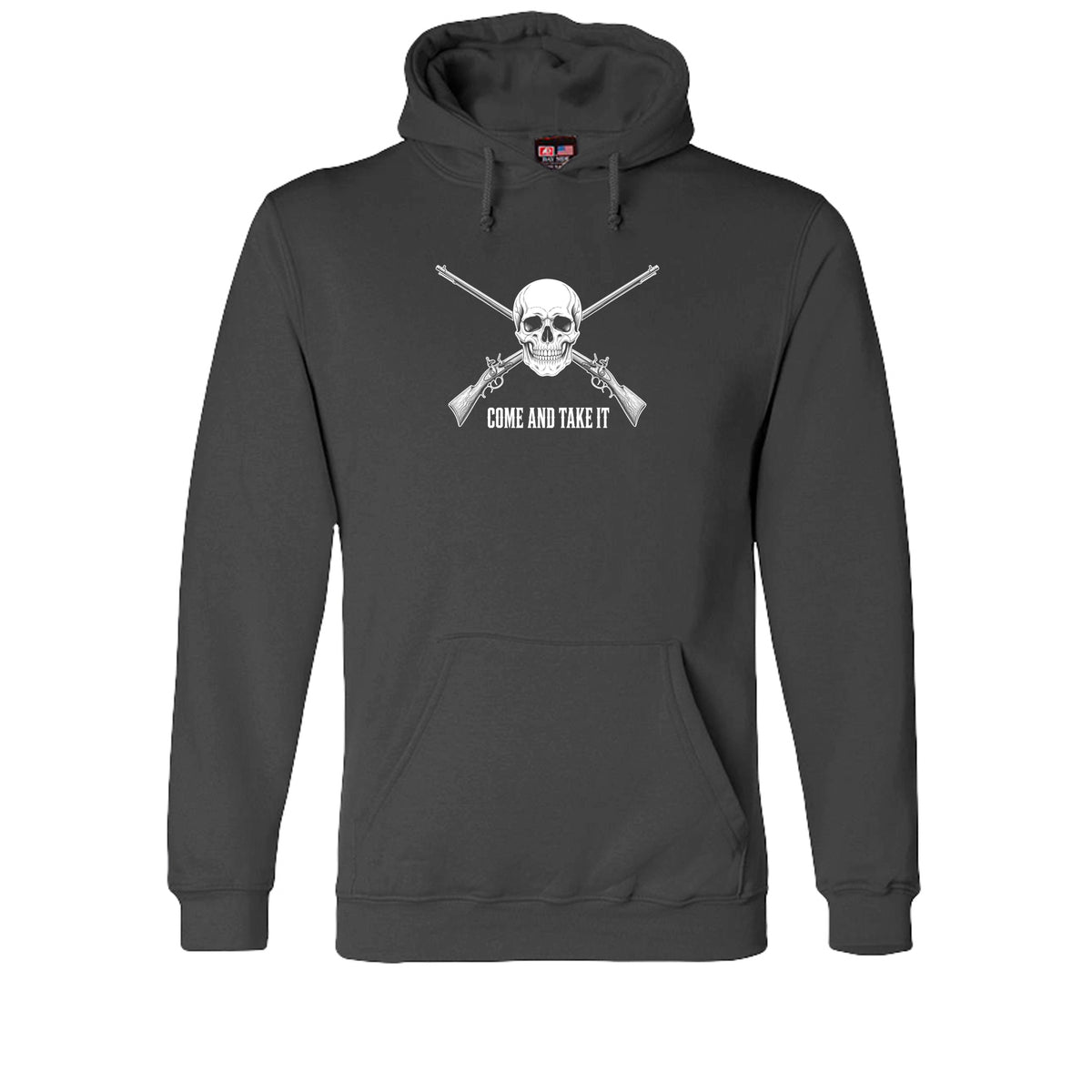Come and Take It Jolly Roger Hoodie in Charcoal – front