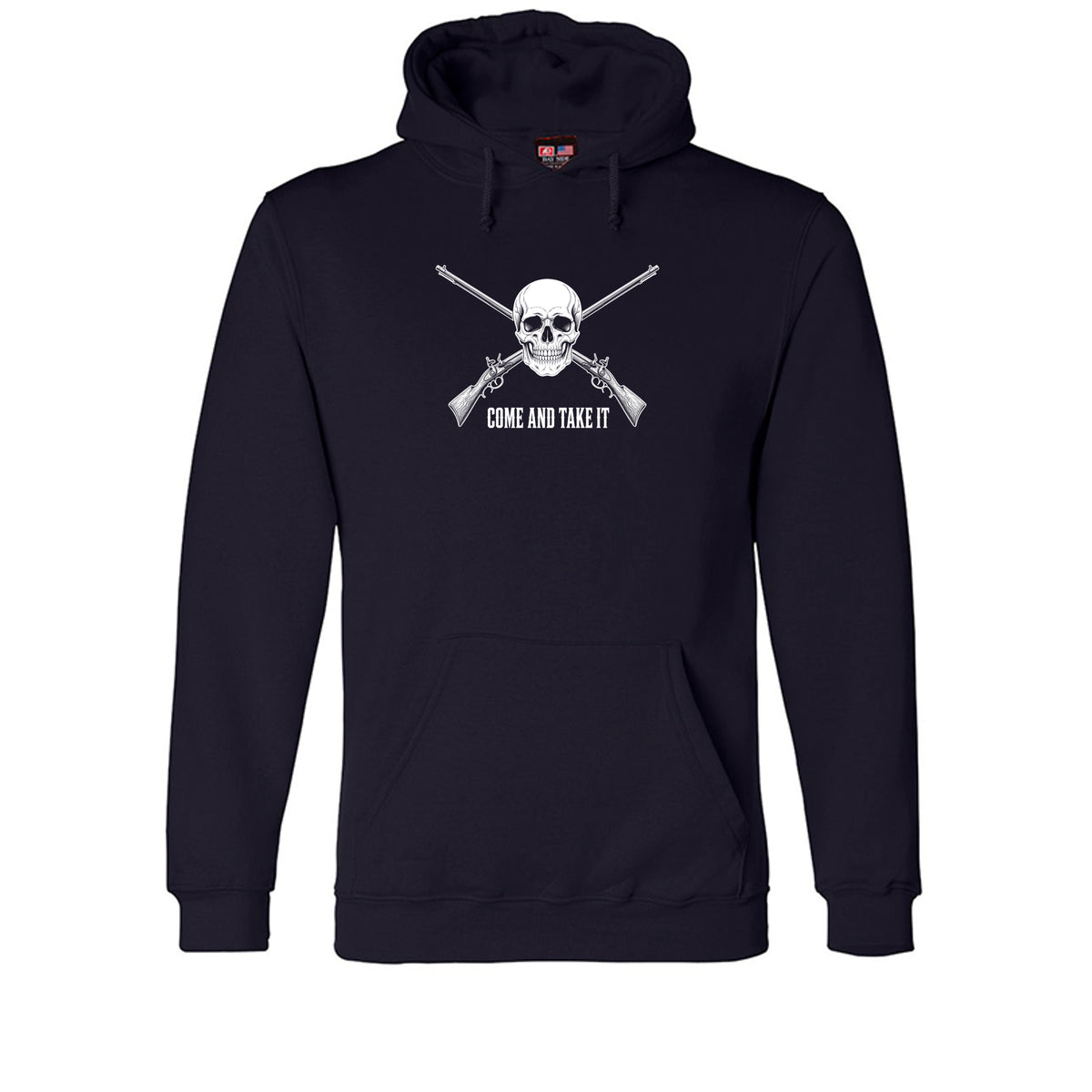 Come and Take It Jolly Roger Hoodie in Navy – front