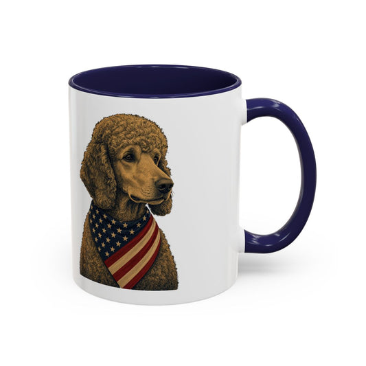 Patriotic Poodle Accent Mug - Navy, handle right