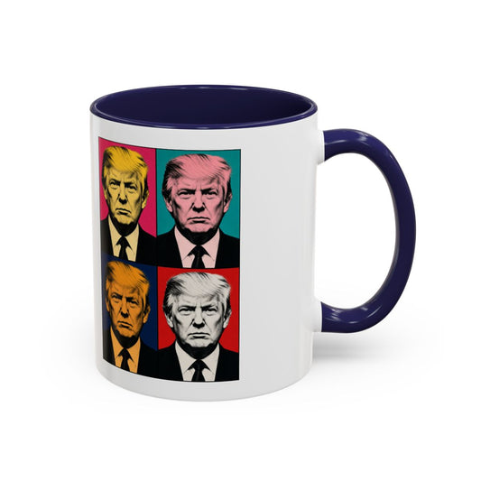 Trump Pop Art Accent Mug - Navy, handle right