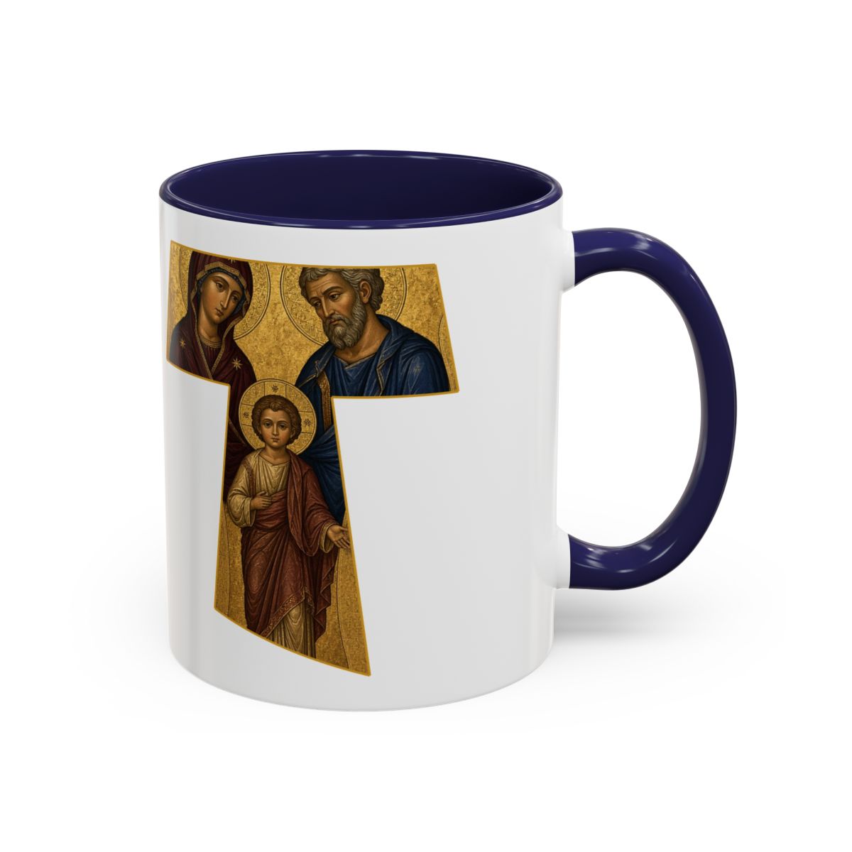 Holy Family Tau Accent Mug - Navy, handle right