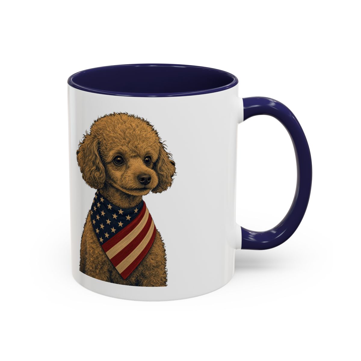 Patriotic Toy Poodle Accent Mug - Navy, handle right