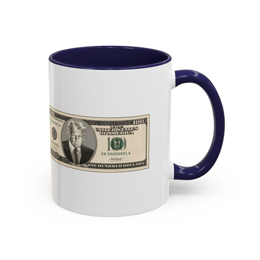 Trump $100 Bill Accent Mug - Navy, handle right